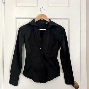 New York and Company XS Black Women's Button Down Blouse
